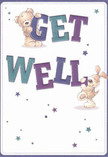 This cheerful get well card radiates the spirit of South Croydon with its comforting, playful design. The scene features a soft teddy bear and an exuberant puppy-each lovingly illustrated, with defined tufts and floppy ears-balancing atop the large, vibrant letters of 'Get Well.' Shades of indigo and teal in the confident hand-painted text stand out against a pristine, ivory background, offering a gentle vibrancy reminiscent of fresh blossom deliveries from local streets. Scattered stars in deep blues and purples add sparkle and a hopeful optimism, reminiscent of twilight over Wandle Park. The card's tactile qualities, from the bear's plush fur to the puppy's velveteen ears, evoke the inviting feeling of a comforting embrace. More than a message, this is an emotional salve-perfect for sending words of recovery and encouragement to neighbours or loved ones anywhere in South Croydon, echoing the warmth and heartfelt care found at South Croydon Florist.